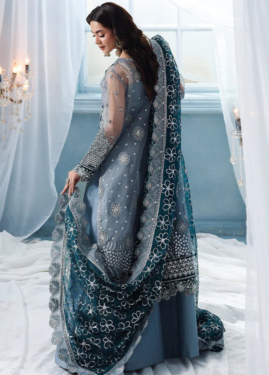 Zynoria by Saffron Unstitched Organza Embroidered Suits 3 Piece SFR25Z Labrodorite - Festive Collection