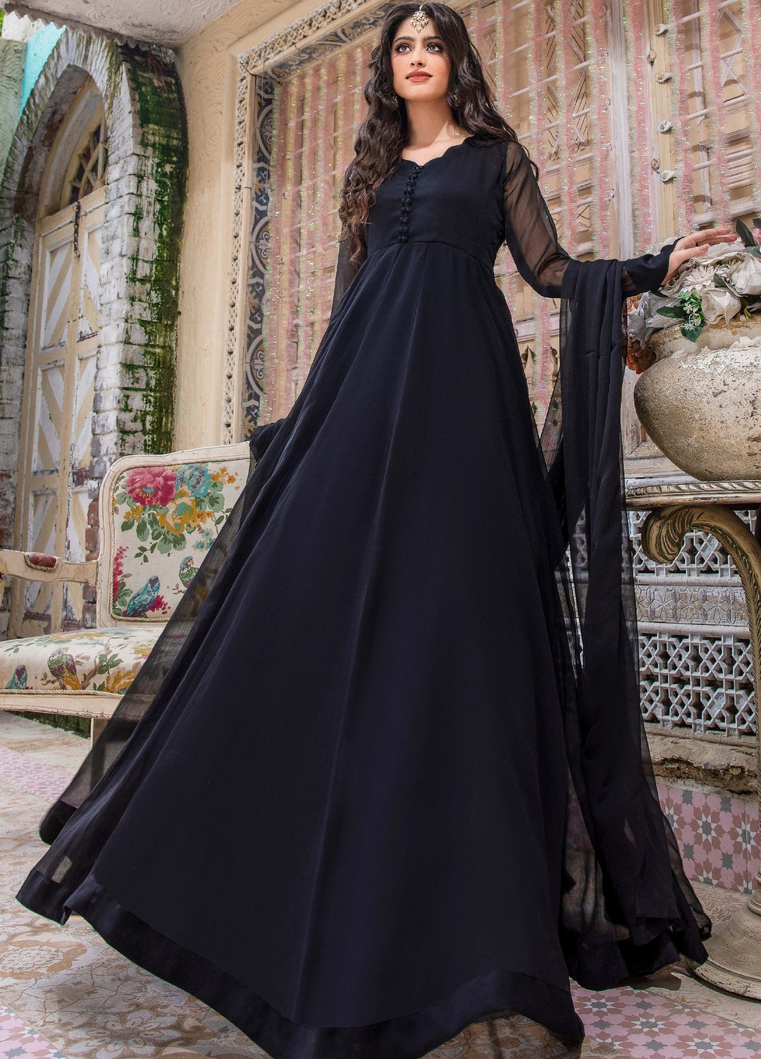 Aura by Haniumaimaz RTW Embroidered Chiffon 2 Piece Suit HUM26RCA DIYA - Festive Collection
