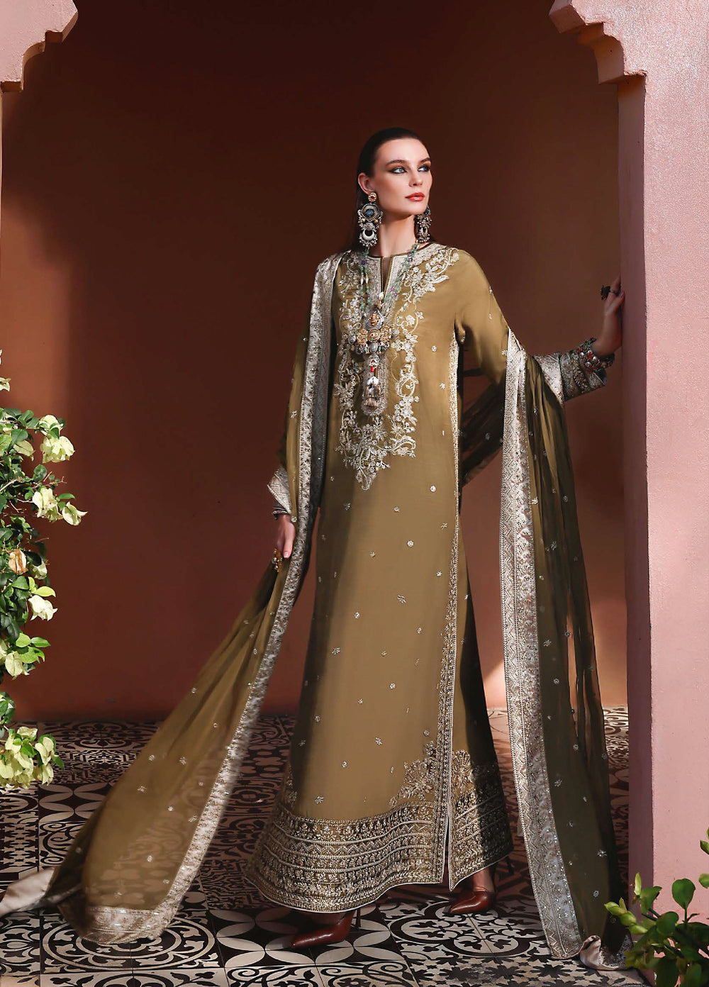 Nuvera Hemline by Mushq Unstitched Raw Silk Embroidered 3 Piece Suit MU26UNH D-3 Jadis - Festive Collection
