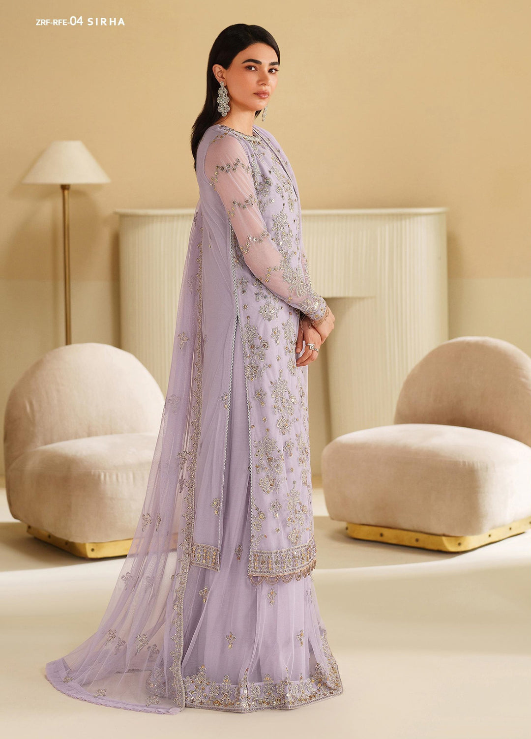 Roohi By Zarif Unstitched Formal Embroidered Net Suits 4 Piece ZR25UF RFE-04 Sirha - Formals Collection