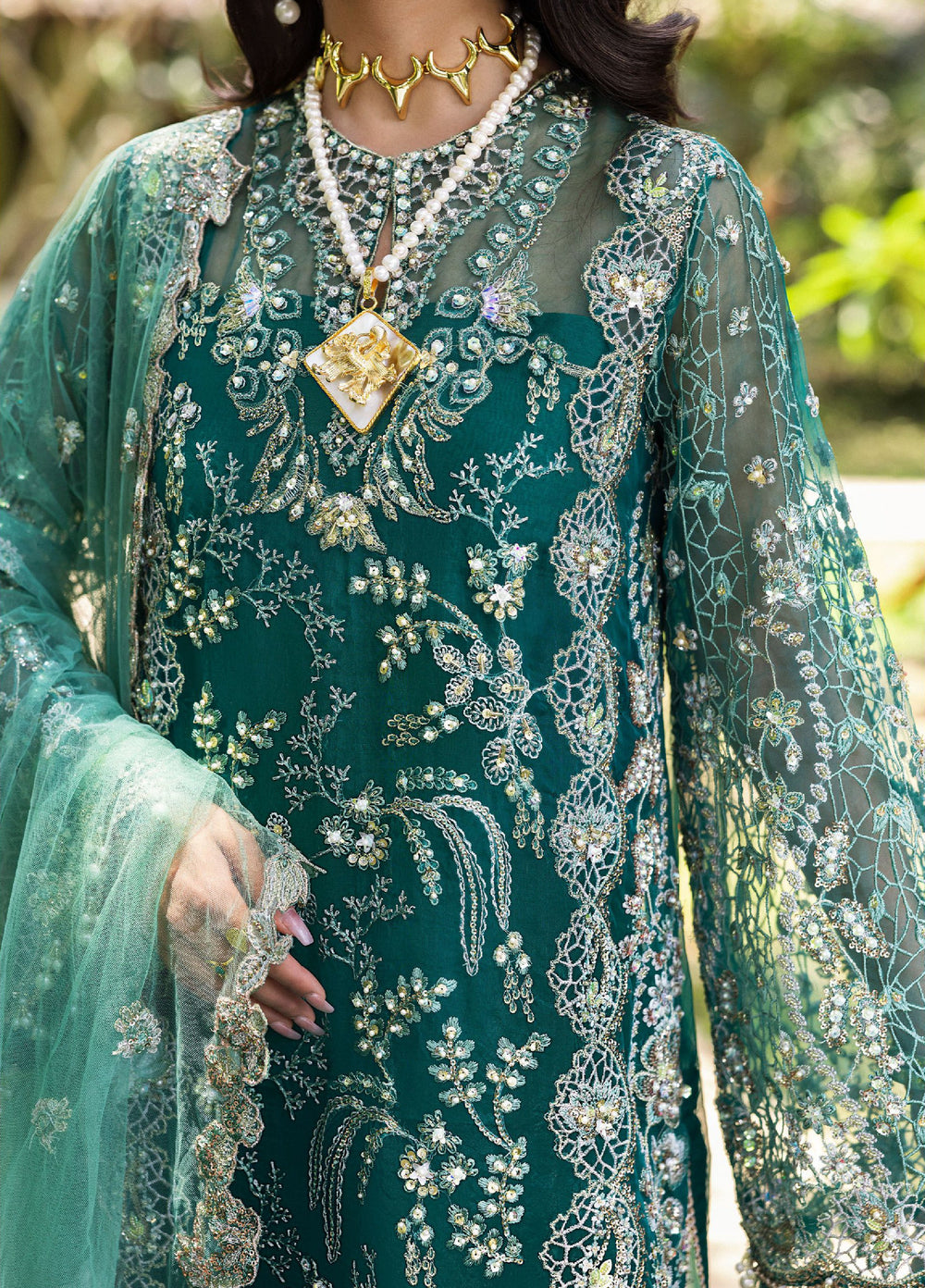 Saira Rizwan Unstitched Organza Embroidered Suits 3 Piece SR25UF SRF25-04 Kiana - Festive Collection