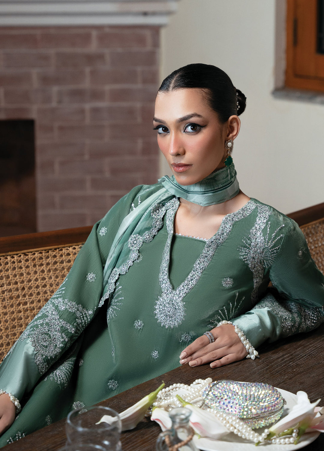 Solene By Faiza Faisal Embroidered Velvet Suits Unstitched 3 Piece FF25SV WS25-0452 - Festive Collection