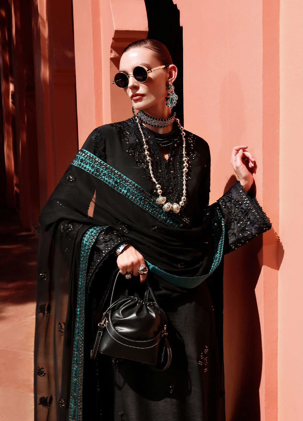 Nuvera Hemline by Mushq Unstitched Raw Silk Embroidered 3 Piece Suit MU26UNH D-7 Raveena - Festive Collection
