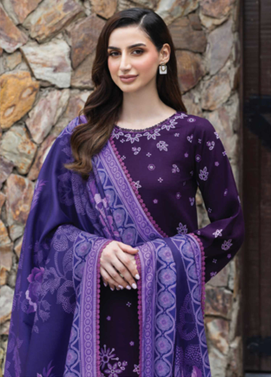 Eminence by Farasha Embroidered Khaddar Suits Unstitched 3 Piece FSH25FW D-03 Maylin - Winter Collection