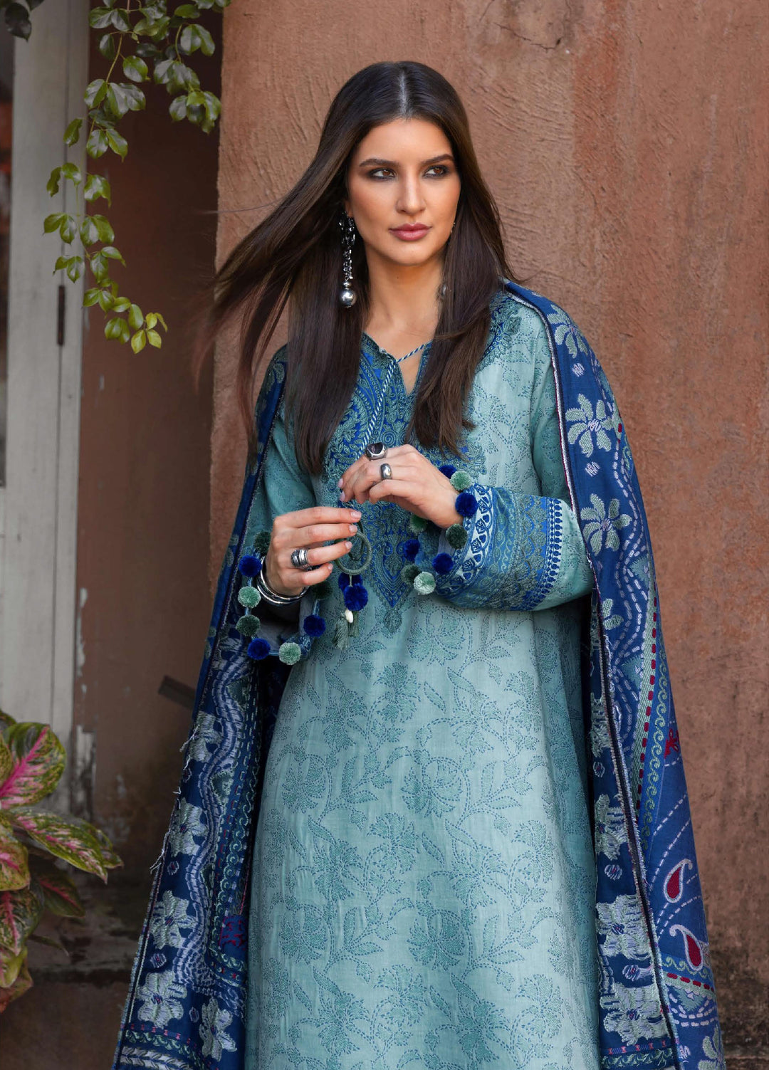 Mushq Broadway Under the Tuscan Sun Embroidered Viscose Suits Unstitched 3 Piece MQ25BT D-05 chianti Glow - Winter Collection