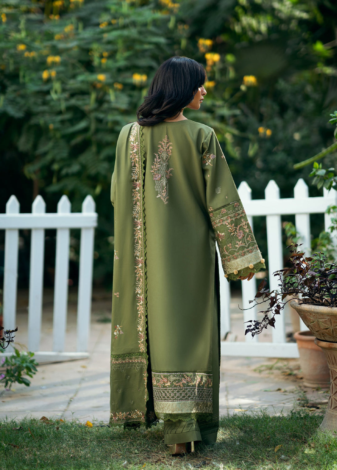 Florent Serenity Embroidered Woolen Shawls Unstitched Marina Twill Suits 3 Piece FL25WS FL-1A - Winter Collection