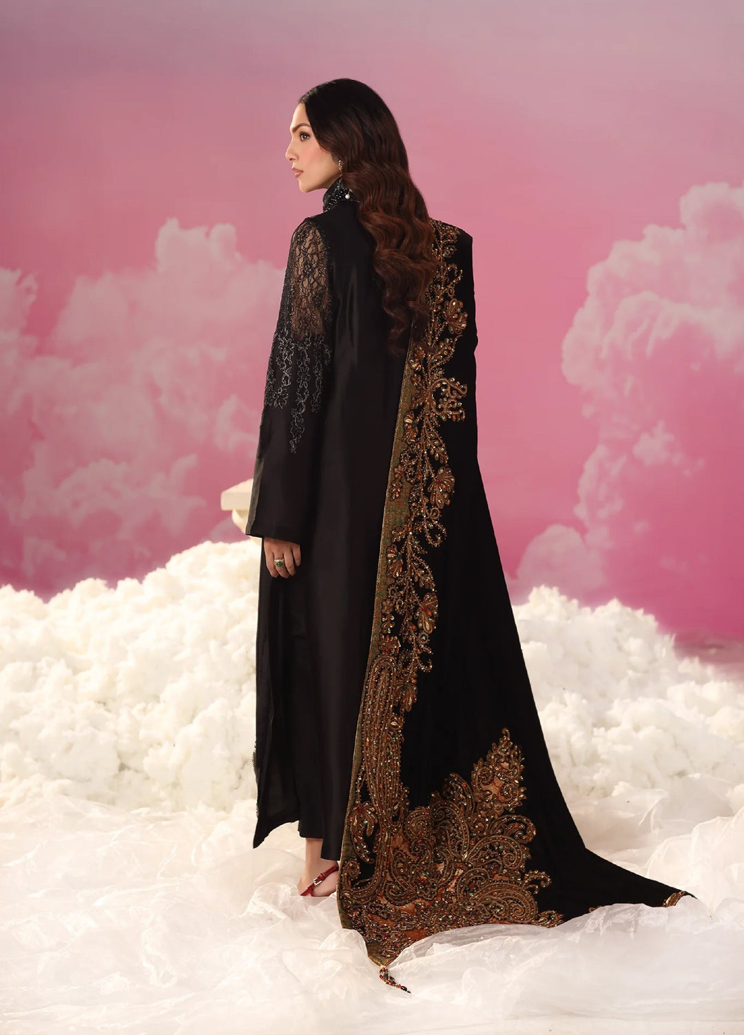 Mount Olypus by Musferah Saad Pret Embroidered Tissue Silk 2 Piece Midnight Eternel - Festive Collection