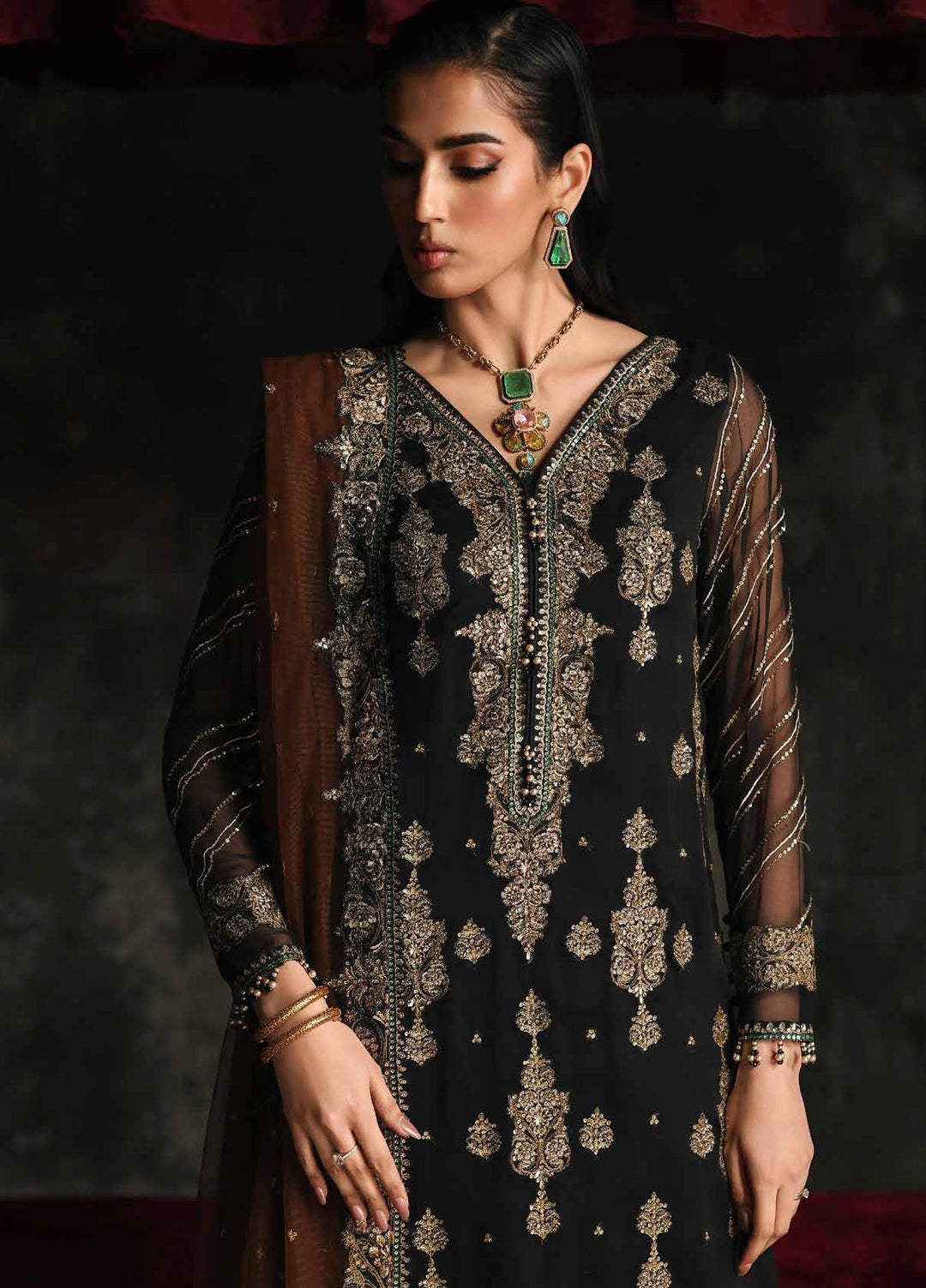 Aura by Charizma Unstitched Chiffon Embroidered Suits 3 Piece CRZ25UA CA26-01 - Festive Collection