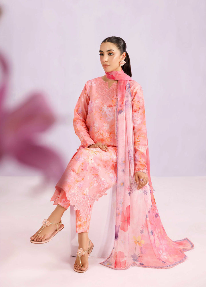 Farasha Unstitched Embroidered Lawn 3 Piece Suit FSH26UL D-8 Blush Satin - Summer Collection