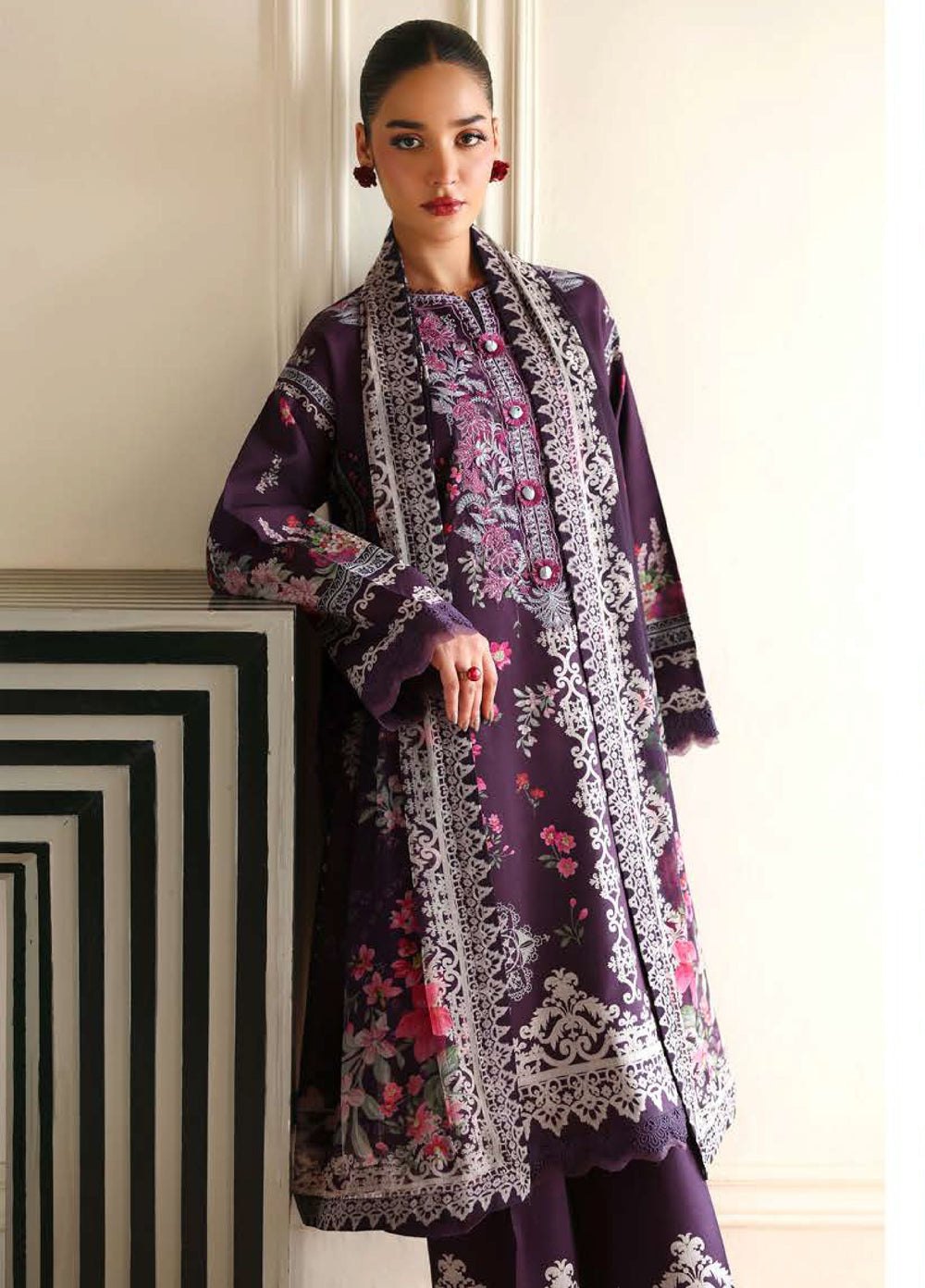 Eclat Garden by Roheenaz Unstitched Printed Lawn 3 Piece Suit RN26UEL Poppy Bloom - Summer Collection