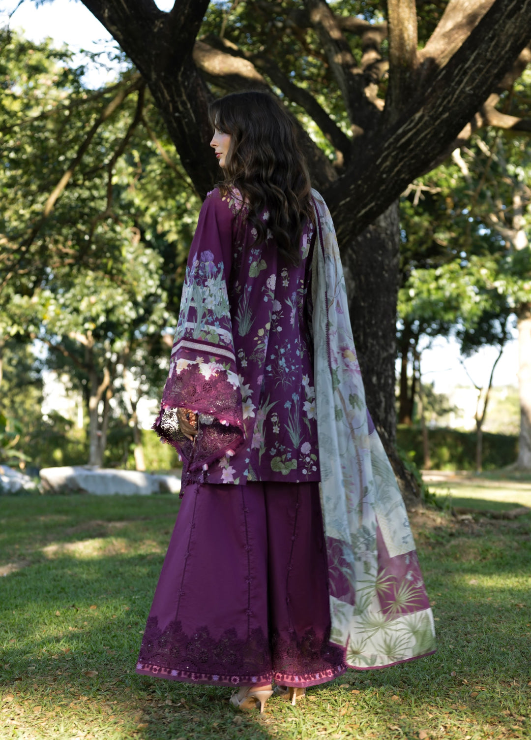 Signature by Elaf Premium Unstitched Embroidered Lawn 3 Piece Suit EL26USP ESA-5B DARLING PLUM - Summer Collection