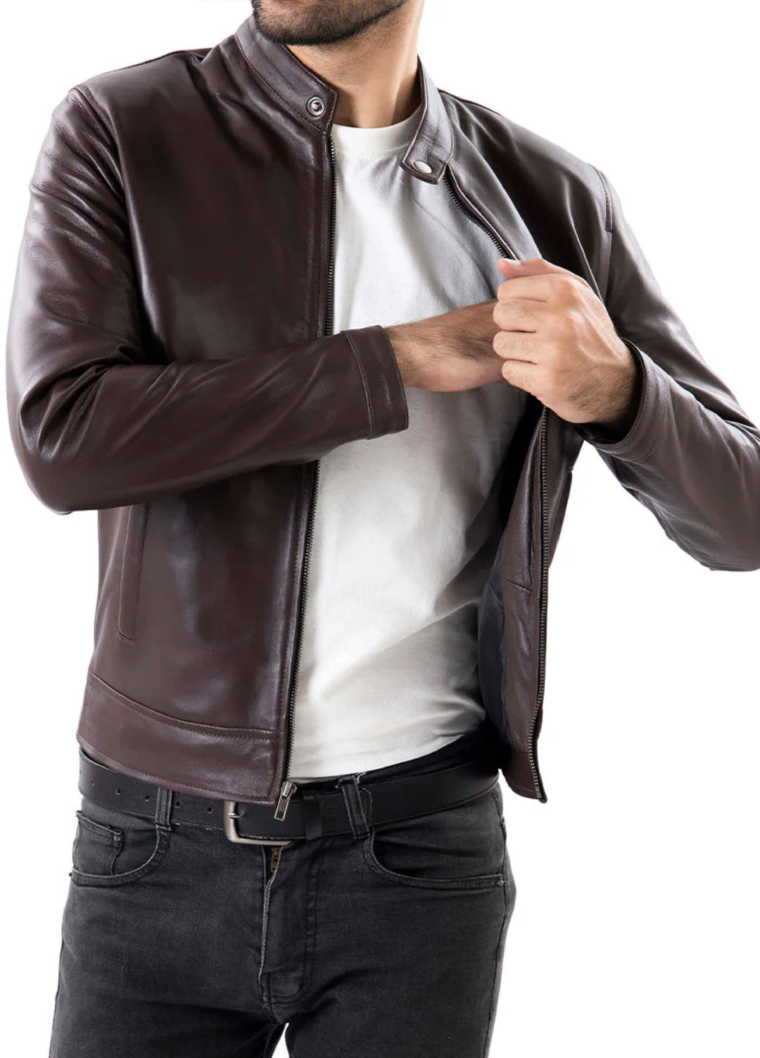 Brown Mens Pure Sheep Leather Jacket