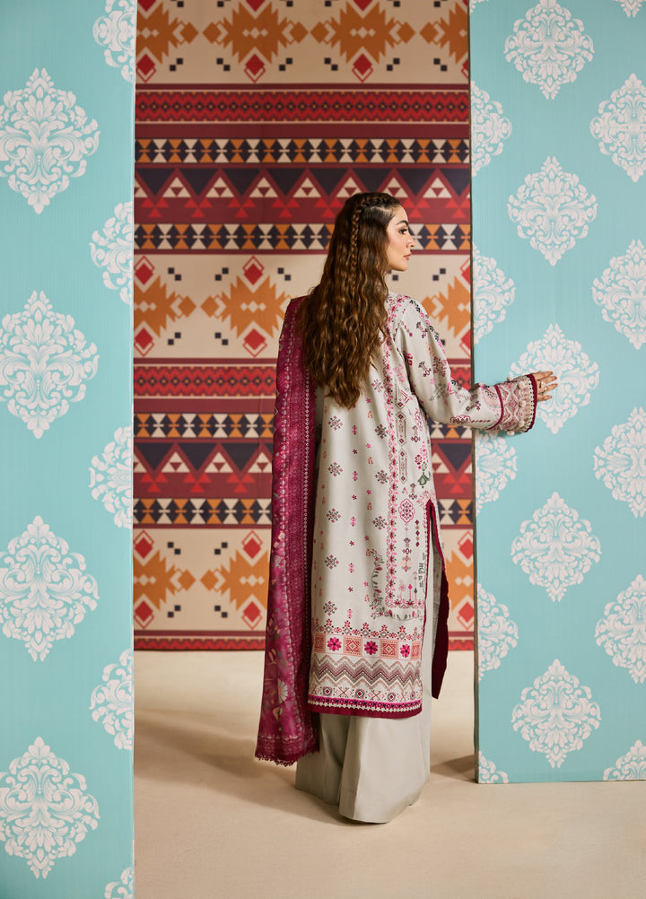 Zync by Florent One Nation Unstitched Khaddar Embroidered Suits 3 Piece FL25ON FL-7A - Winter Collection