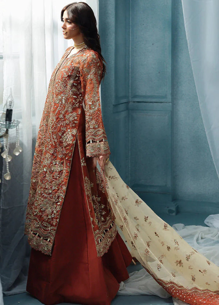 Zynoria by Saffron Unstitched Organza Embroidered Suits 3 Piece SFR25Z Burnt Topaz - Festive Collection