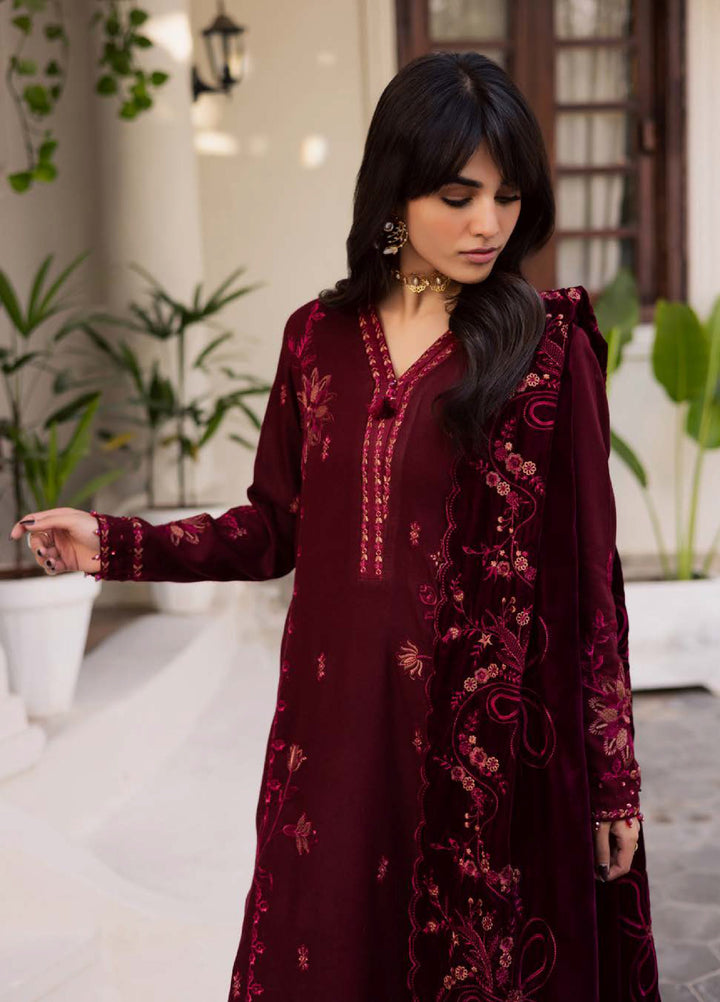 Nureh Exclusive Unstitched Luxury Leather Peach Embroidered Suits 3 Piece NU25EL NE-211 - Winter Collection
