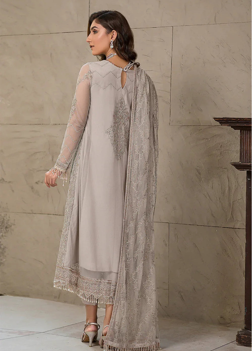 Zarif Unstitched Embroidered Net 3 Piece Suit ZR26UF Falak ZF-03-Cheryl - Festive Collection