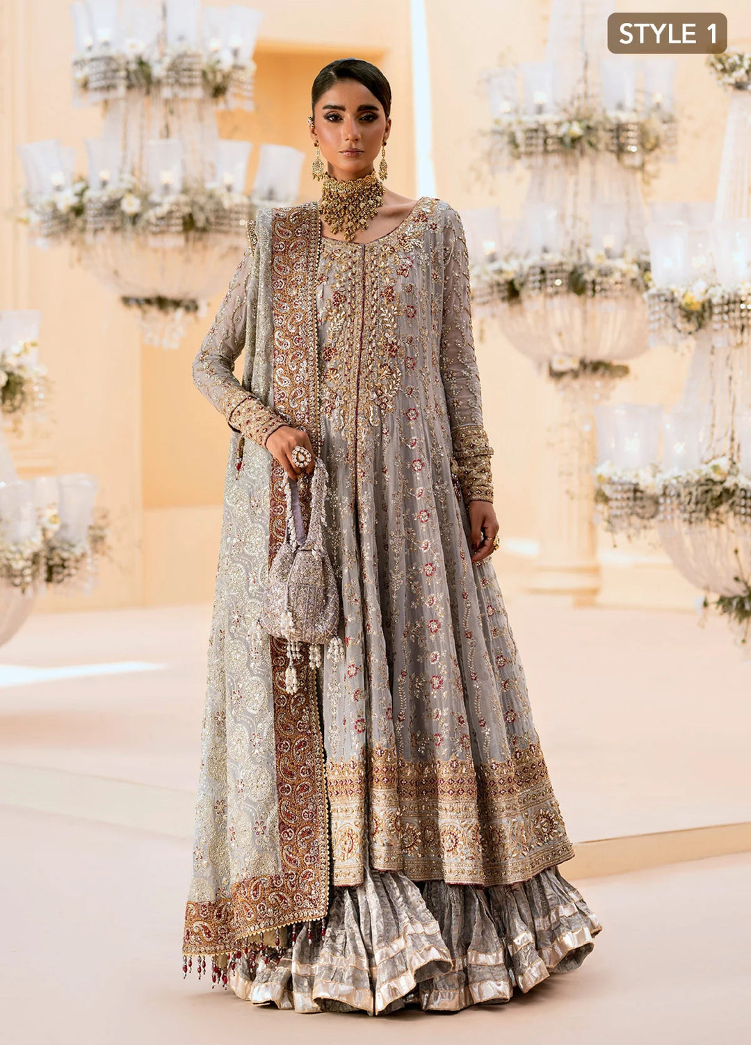 Aik Unstitched Wedding Unstitched Chiffon Embroidered 3 Piece AIK25WF LOOK 02 - Festive Collection