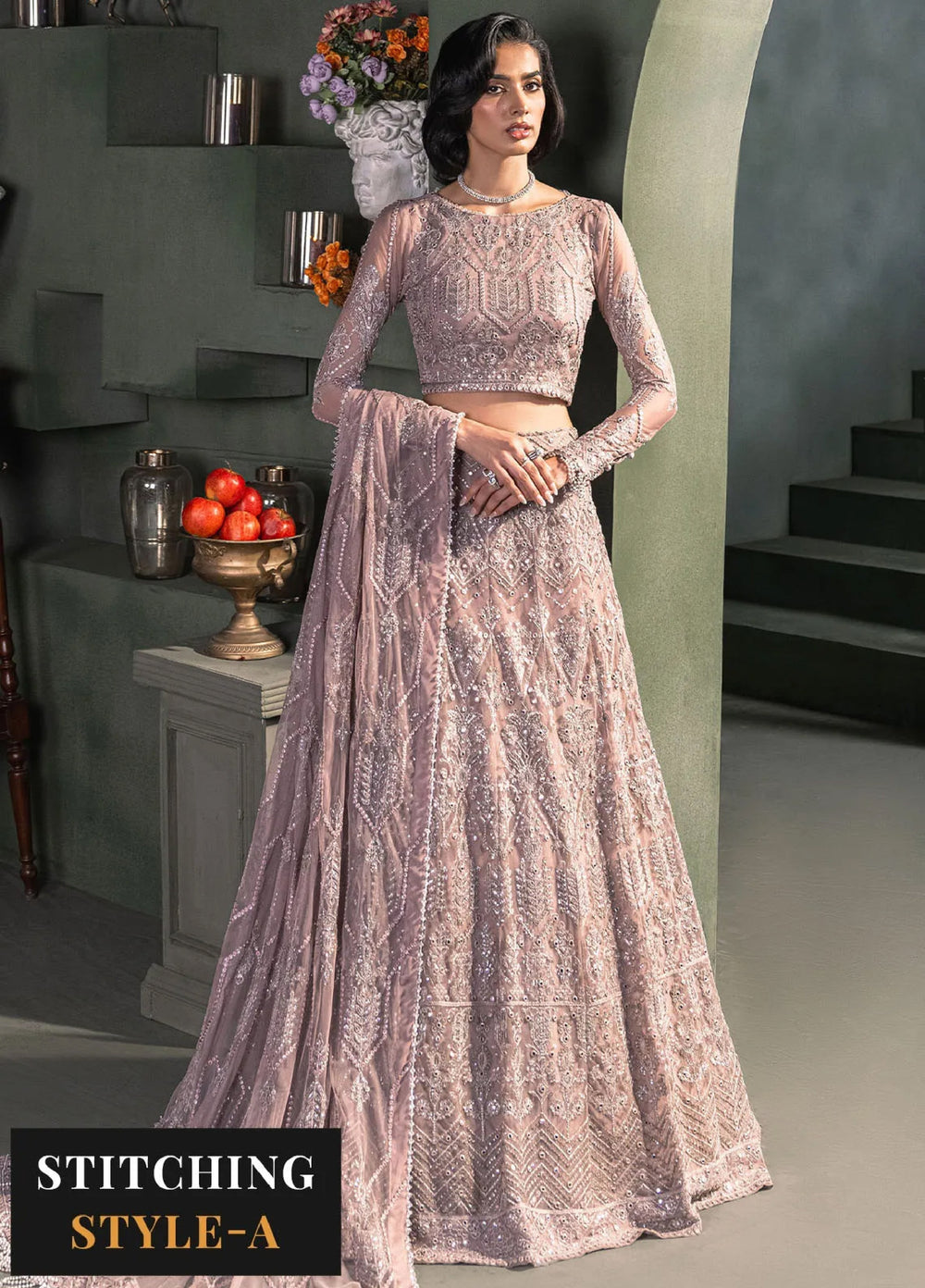 Zarif Unstitched Embroidered Net 3 Piece Suit ZR26UF Heritage ZHF-03-Meraki - Festive Collection