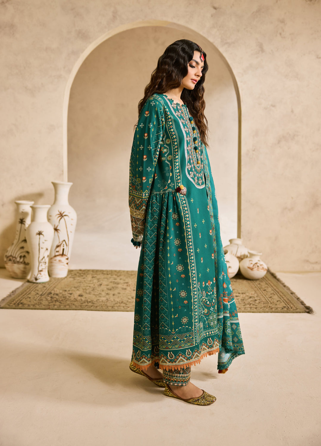 Zync by Florent One Nation Unstitched Khaddar Embroidered Suits 3 Piece FL25ON FL-1B - Winter Collection