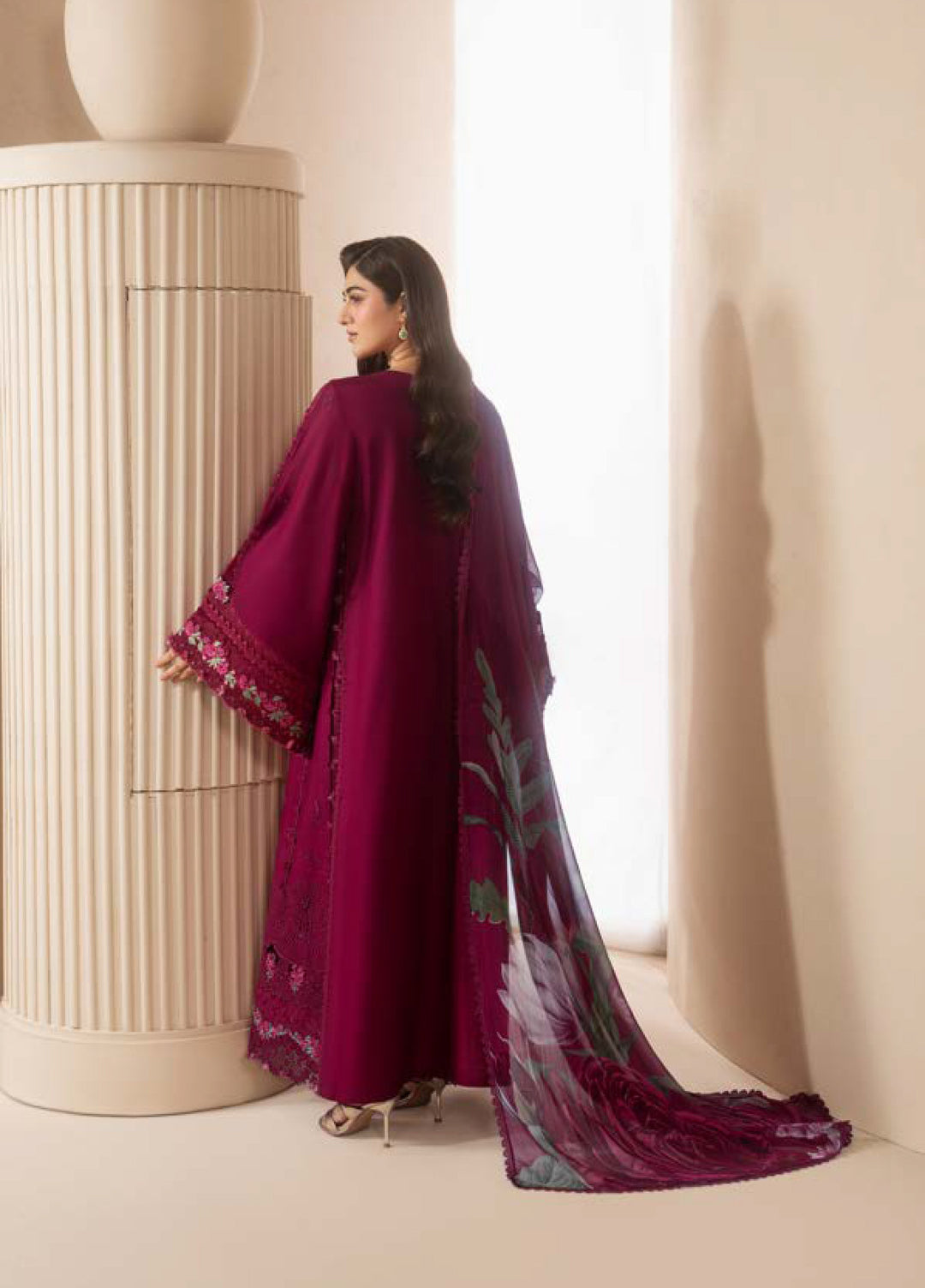E-Craft by Elaf Unstitched Printed Lawn 3 Piece Suit EHC-4A Garnet - Casual Collection