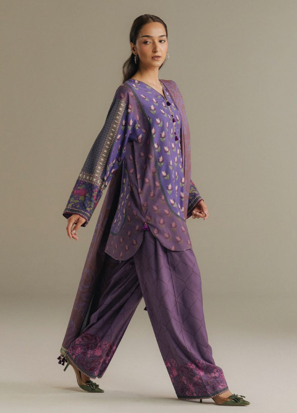 Coco by Zara Shahjahan Prints Unstitched Linen Suits 3 Piece CZS25PW Soft Current D-7A - Winter Collection