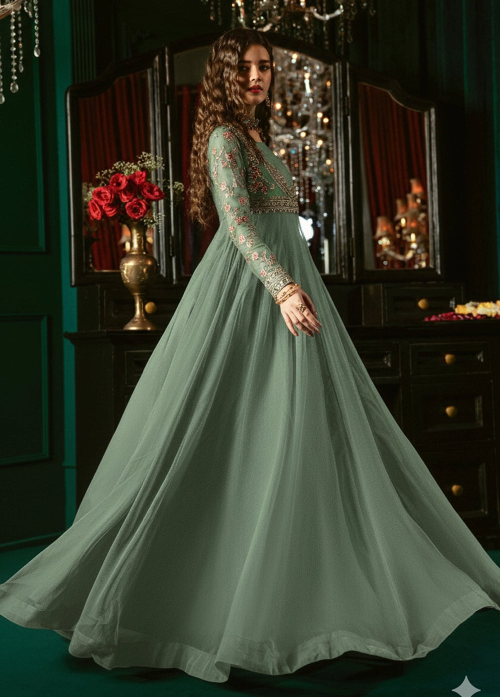 Aura by Haniumaimaz RTW Embroidered Chiffon 2 Piece Suit HUM26RCA AROOSHA - Festive Collection