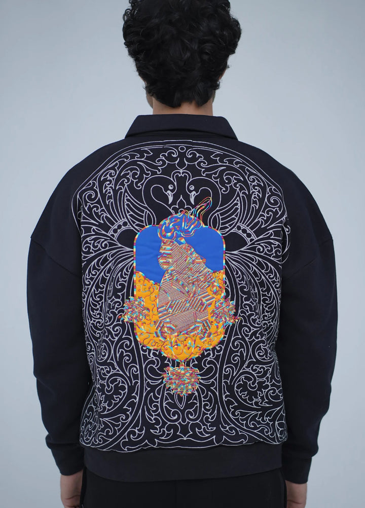 Movement Unisex Western 1 Piece Printed Fleece Royal Indigo Black - Winter Collection