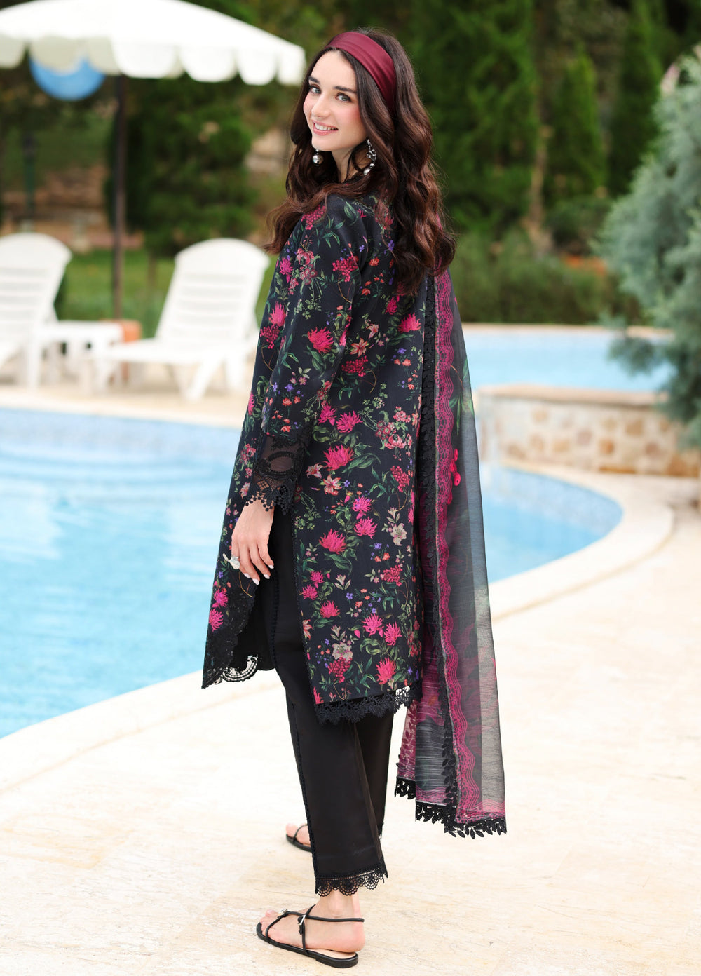 Rang Rasiya Lifestyle Lawn Unstitched Embroidered 3 Piece Suit RR25ULS MIDNIGHT - Summer Collection