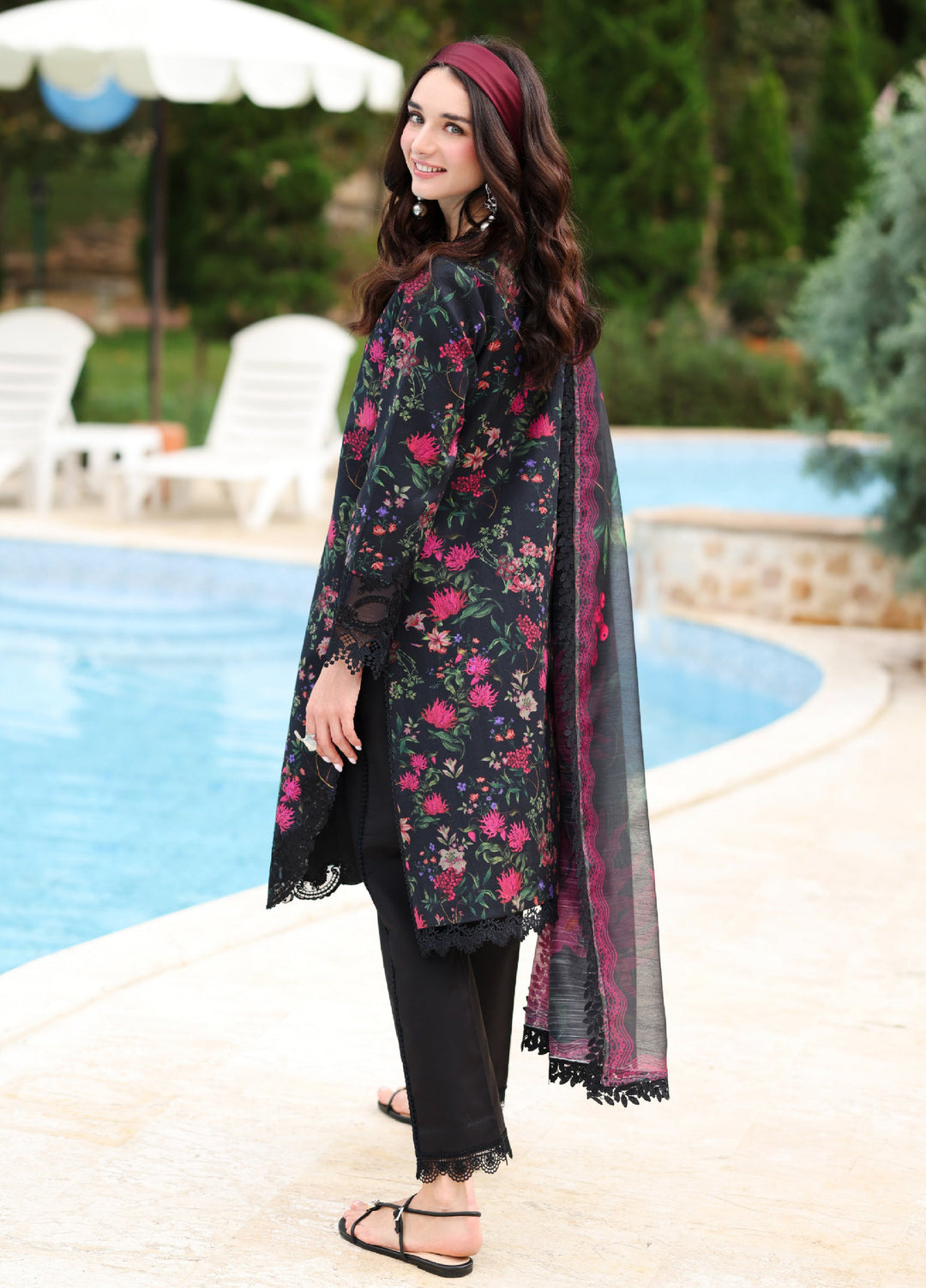 Rang Rasiya Lifestyle Lawn Unstitched Embroidered 3 Piece Suit RR25ULS MIDNIGHT - Summer Collection