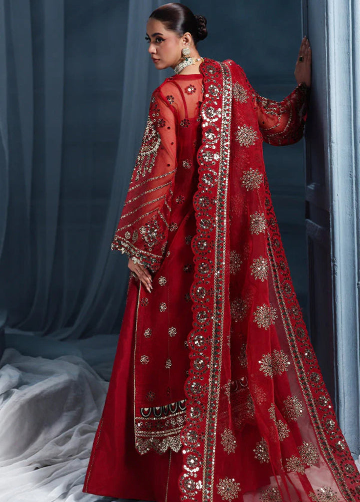 Zynoria by Saffron Unstitched Organza Embroidered Suits 3 Piece SFR25Z Rubellite - Festive Collection