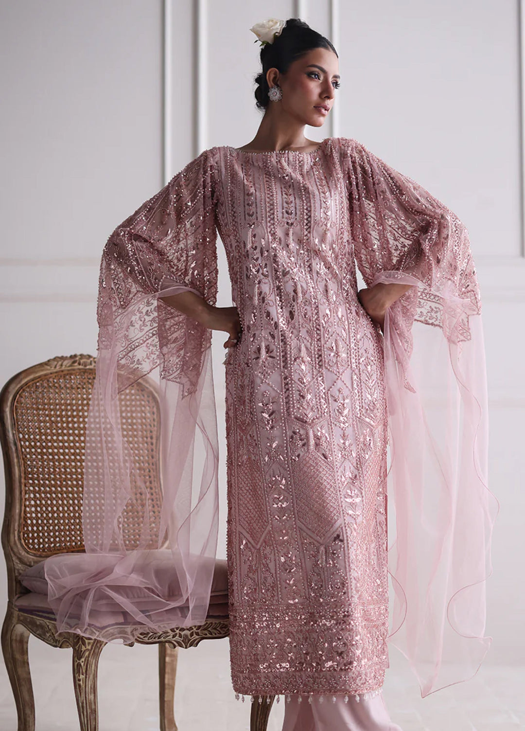 Threads And Motifs Women Pret Net Embroidered Shirt With Trouser 2 Piece 9832 - Formals Collection