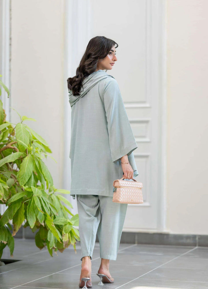 Minor Defect by Ayesha Somaya RTW Solids Irish Linen 2 Piece Suit Mint Drape Casual Collection