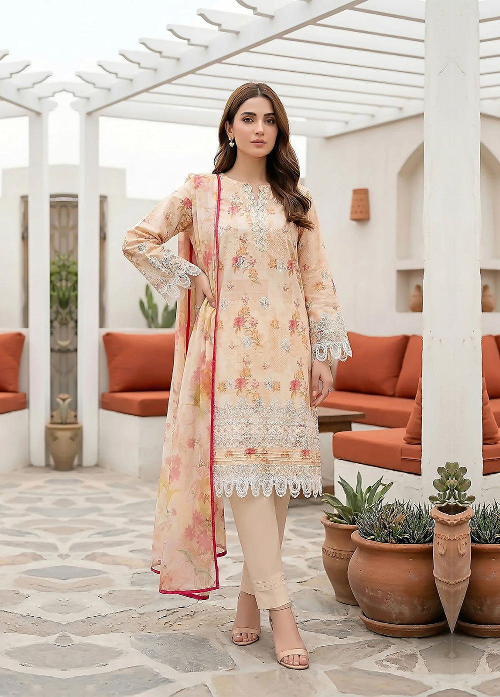 Komal by Lakhany Unstitched Embroidered Lawn 3 Piece Suit LSM26ULK LG-RK-0154 - Summer Collection