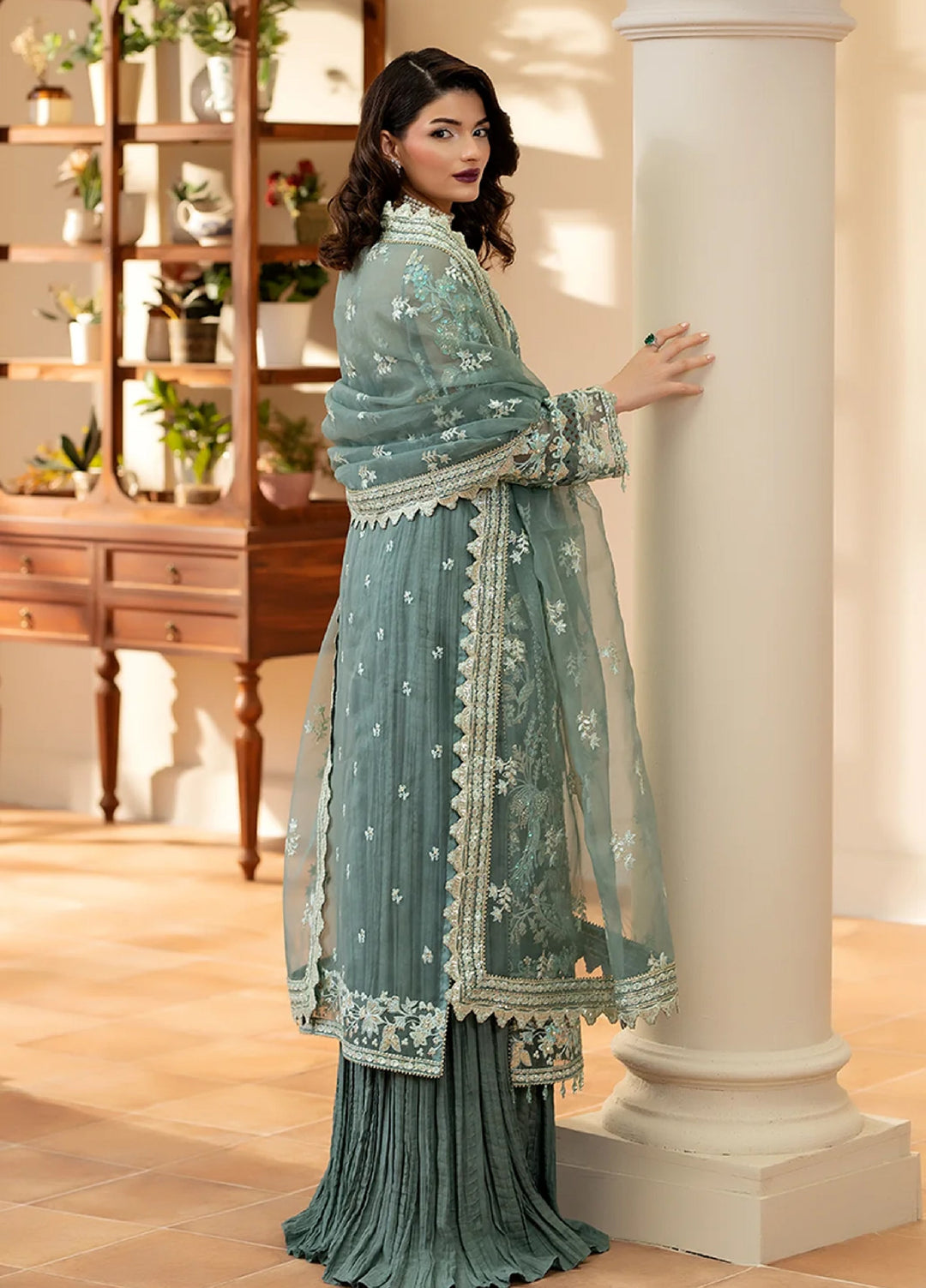 Yashfa Unstitched Hand Work Organza 4 Piece Suit MAHE NOOR - Festive Collection