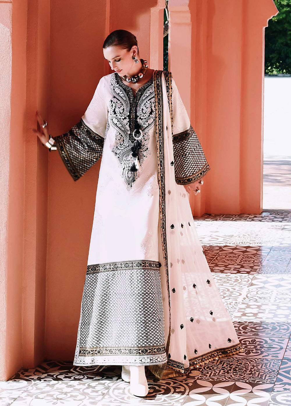 Nuvera Hemline by Mushq Unstitched Raw Silk Embroidered 3 Piece Suit MU26UNH D-2 Gillian - Festive Collection