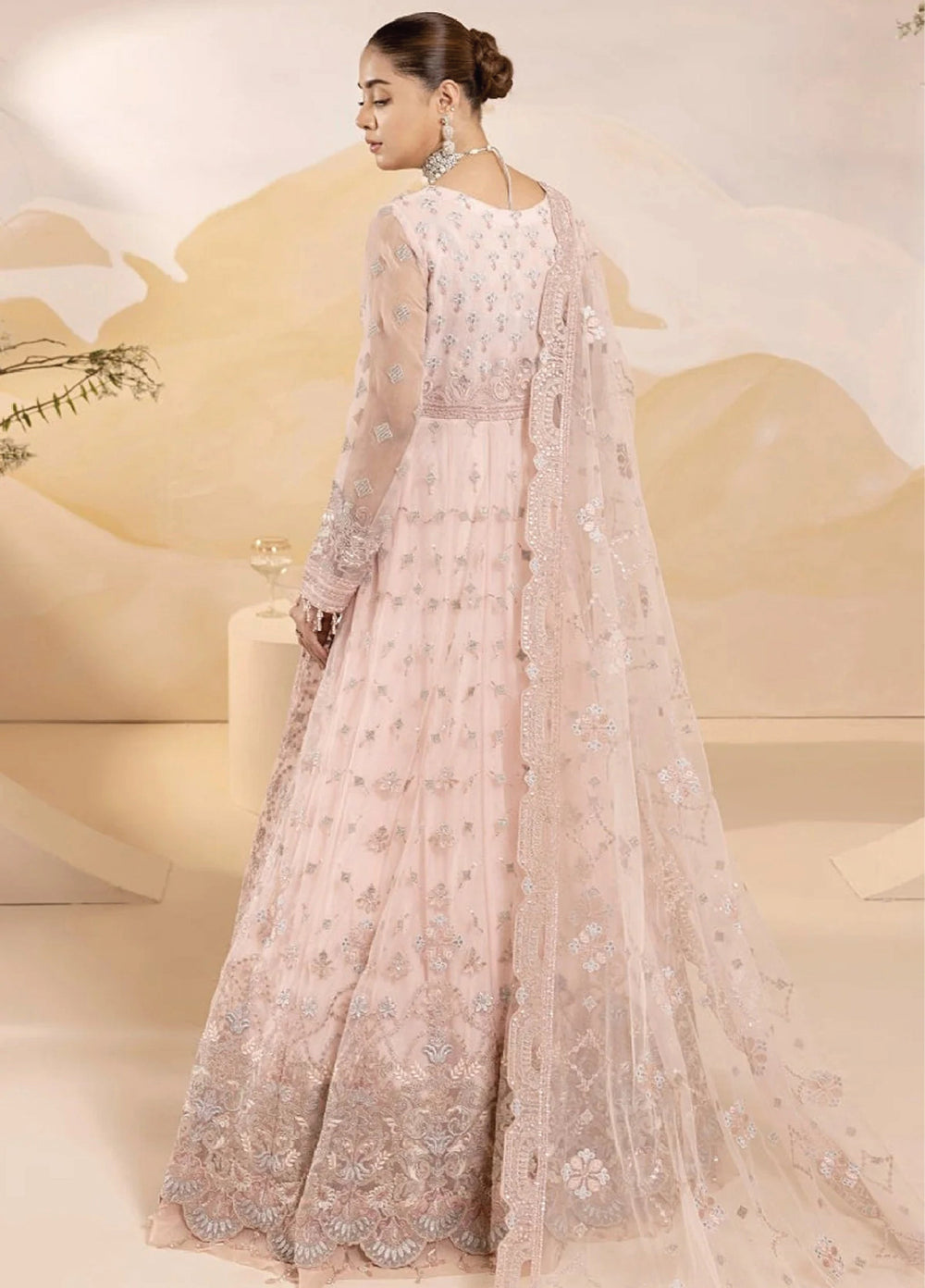 Lavish Premium Unstitched Embroidered Organza 3 Piece Suit Flamingo - Wedding Collection