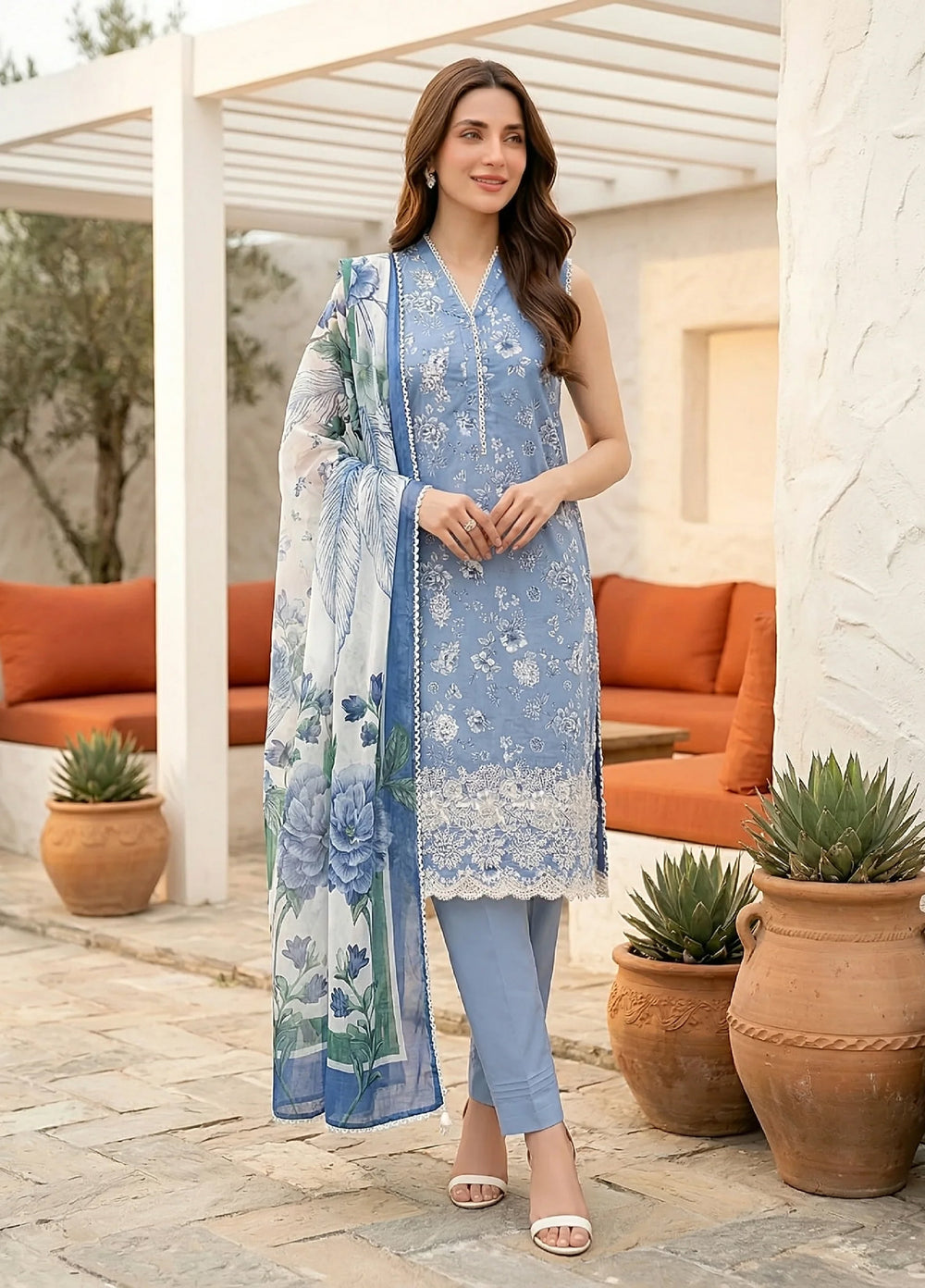 Komal by Lakhany Unstitched Embroidered Lawn 3 Piece Suit LSM26ULK LG-UB-0360 - Summer Collection