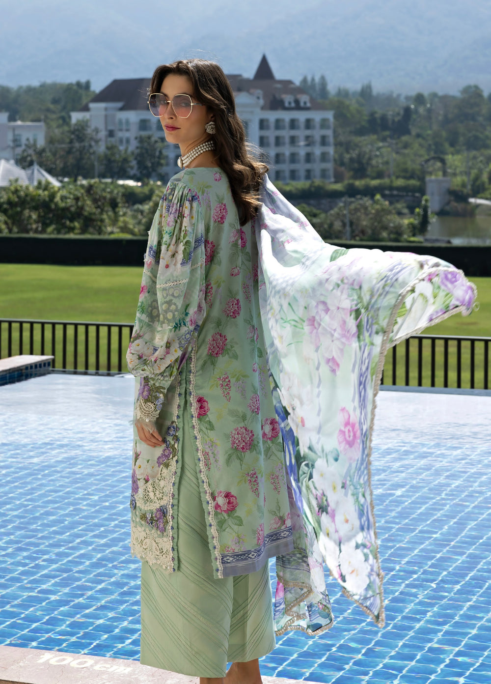 Signature by Elaf Premium Unstitched Embroidered Lawn 3 Piece Suit EL26USP ESA-6B EVELINE WHISPERS - Summer Collection