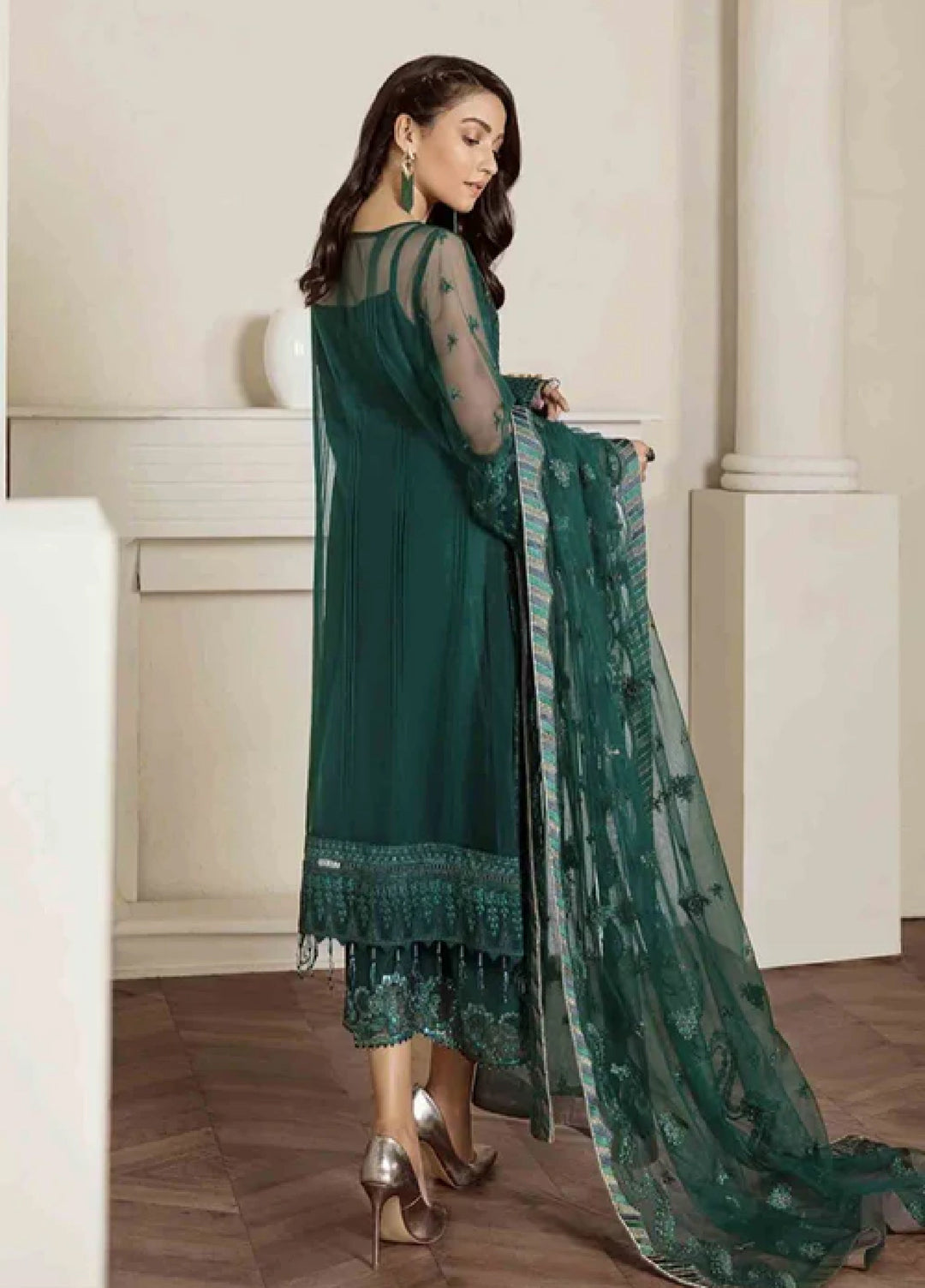 Chantelle by Baroque Unstitched Embroidered Net 3 Piece Suit BQ26UFC Frost Green - Festive Collection