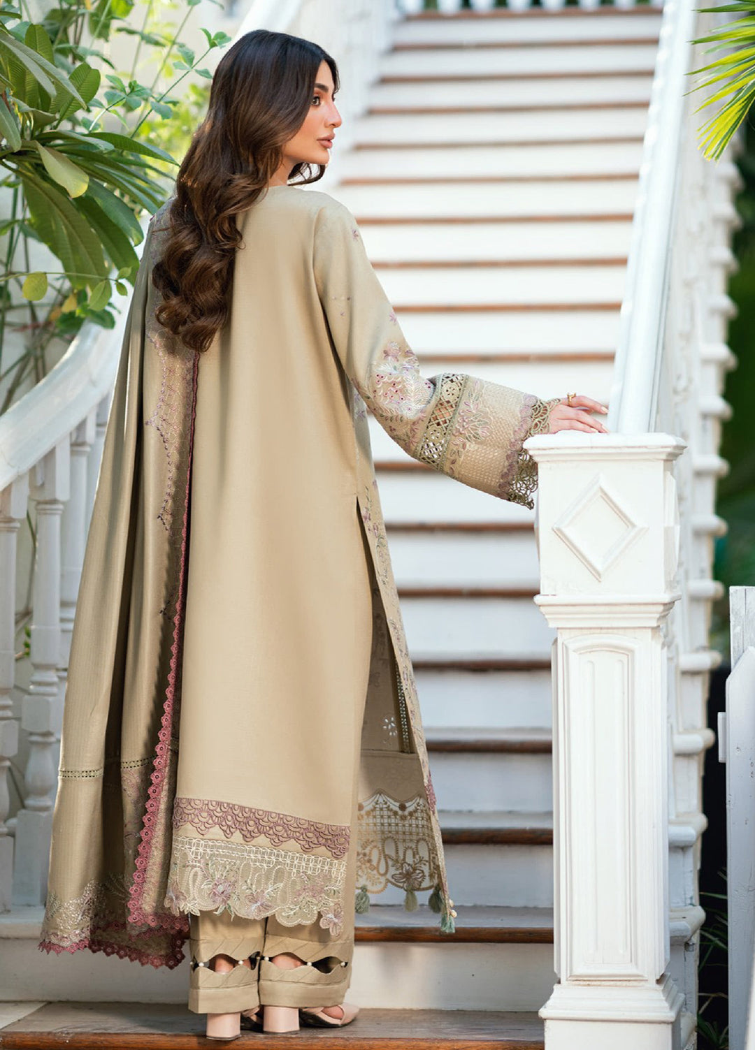 Florent Serenity Embroidered Woolen Shawls Unstitched Dobby Suits 3 Piece FL25WS FL-7A - Winter Collection