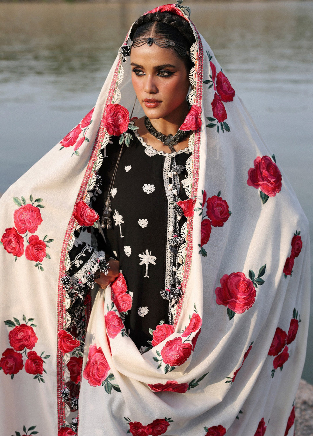 Hussain Rehar Unstitched Karandi Winter Embroidered Suits 3 Piece HRR25K Rose - Winter Collection