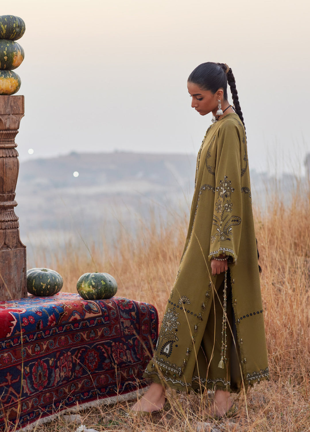 Zaha by Khadija Shah Unstitched Karandi Embroidered Suits 3 Piece ZL25KW NAYRA ZW25-07 - Winter Collection