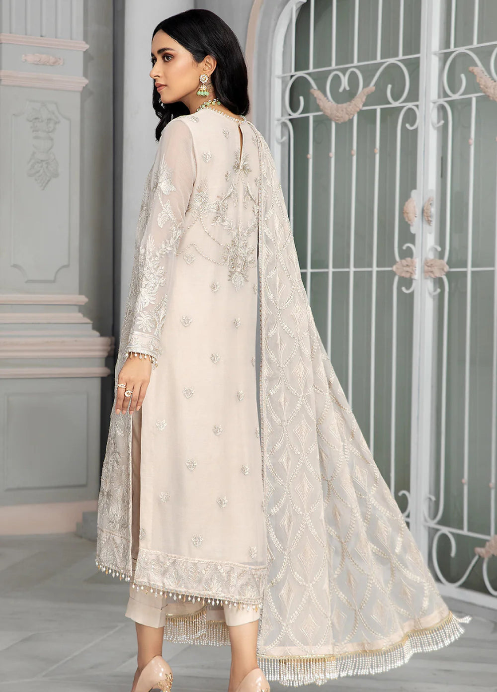 Zarif Unstitched Embroidered Chiffon 3 Piece Suit ZR26UF Bahaar ZB-08-Fauna - Festive Collection