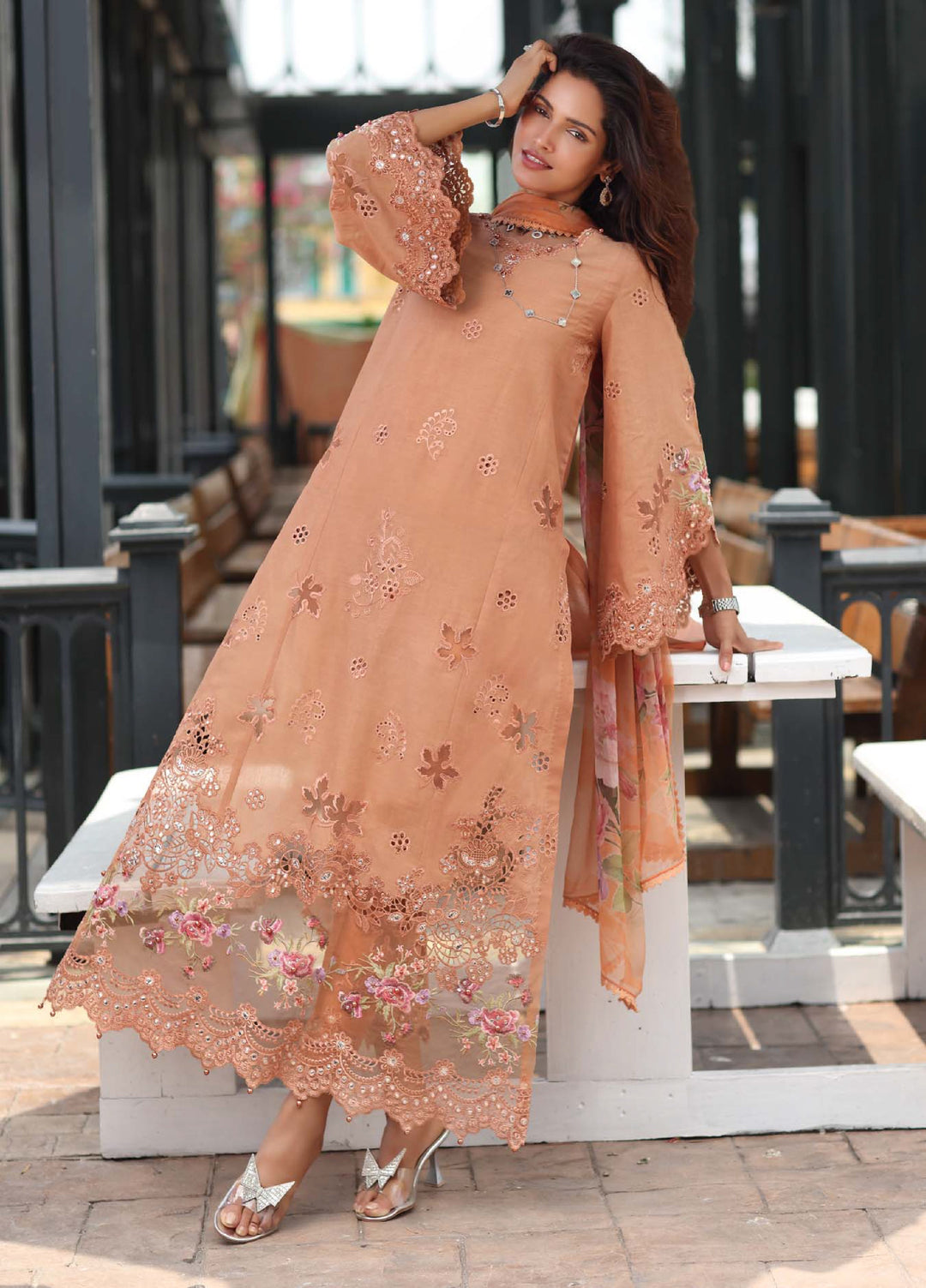 Noor Luxe by Saadia Asad Unstitched Chikankari Embroidered Lawn 3 Piece Suit SA26UNL D-6 PEONIA - Summer Collection