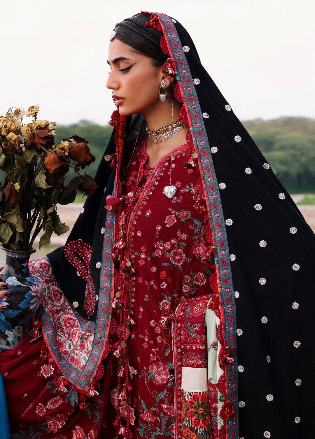 Hussain Rehar Unstitched Karandi Winter Embroidered Suits 3 Piece HRR25K Pankhuri - Winter Collection