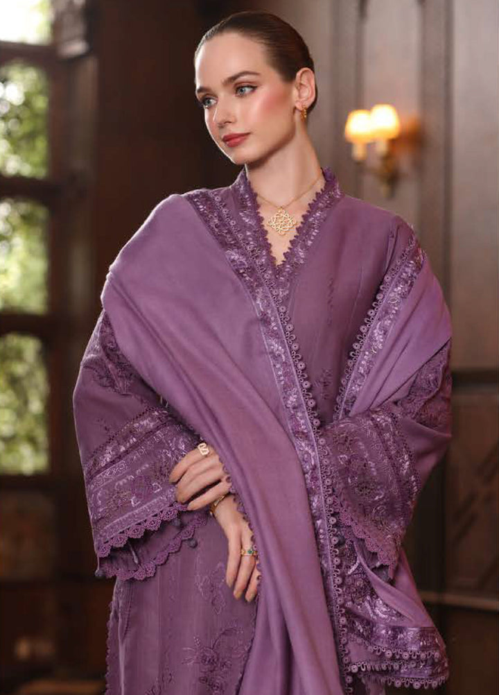 Noor by Saadia Asad Unstitched Khaddar Pashmina Shawl Embroidered Suits 3 Piece NSA25PW D6-Serenity - Winter Collection