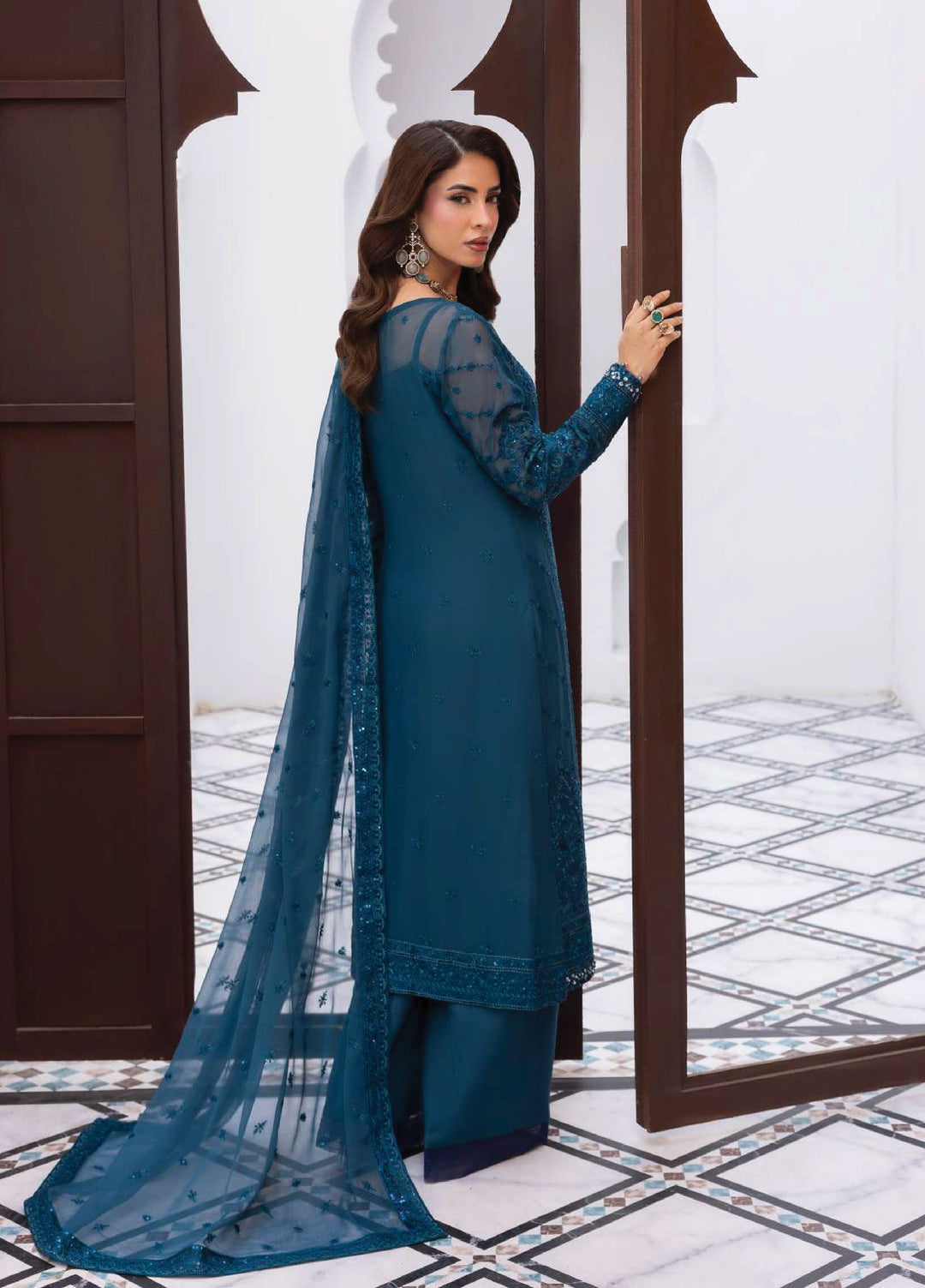 Maeri by Gulaal Unstitched Embroidered Chiffon 4 Piece Suit GL26UMC Mist D-45 - Festive Collection