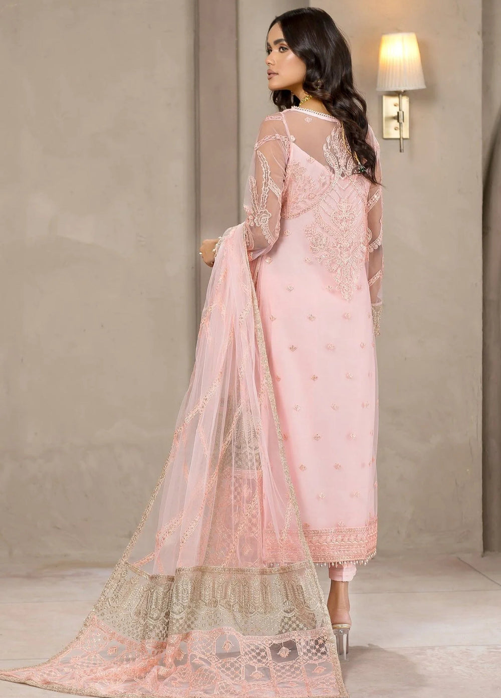Zarif Unstitched Embroidered Net 3 Piece Suit ZR26UF Falak ZF-04-Haven - Festive Collection