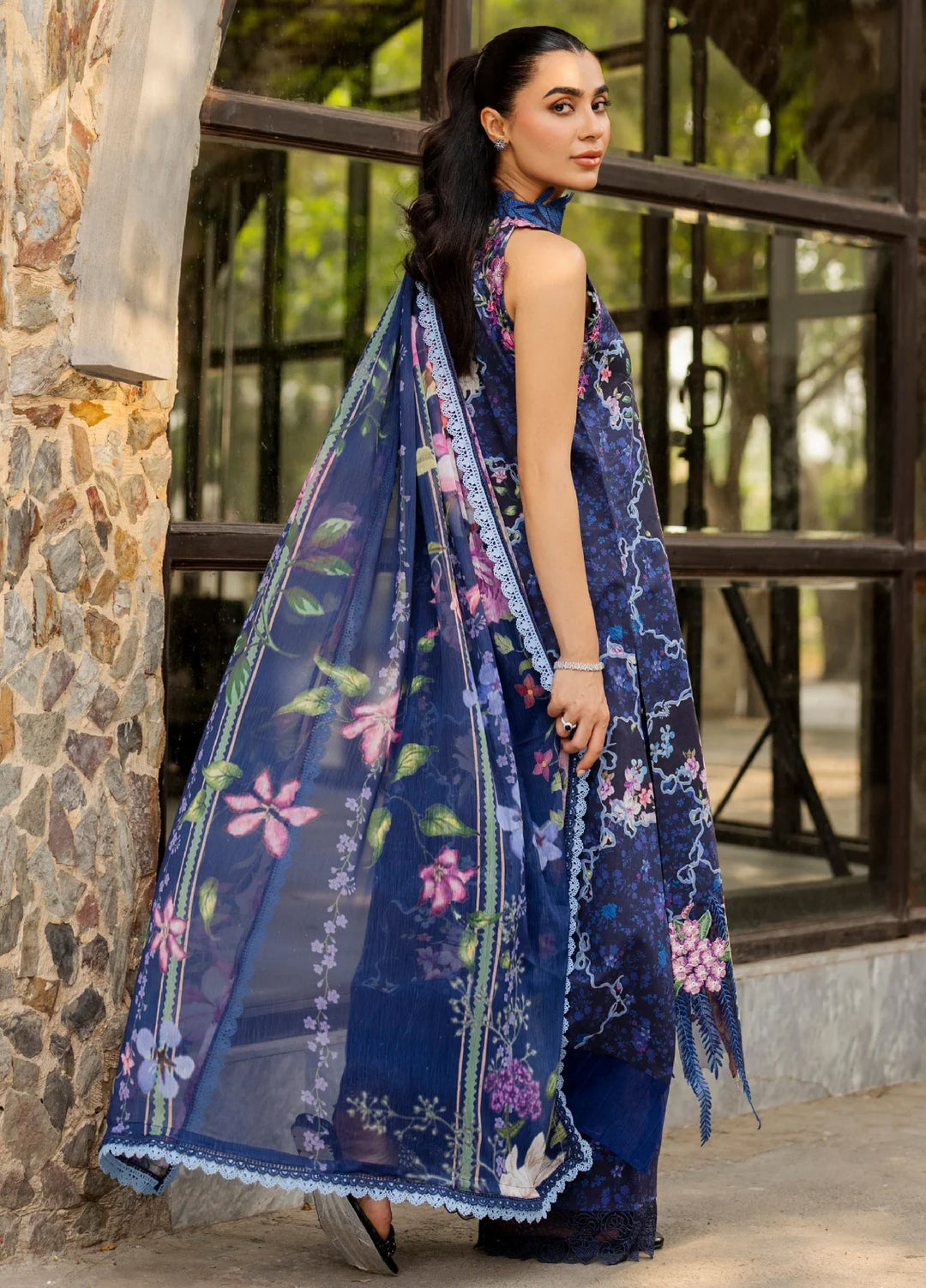 Meraki by Asifa and Nabeel Unstitched Embroidered Lawn 3 Pcs Suit AN26UM MSSL-04 Indigo Craft - Summer