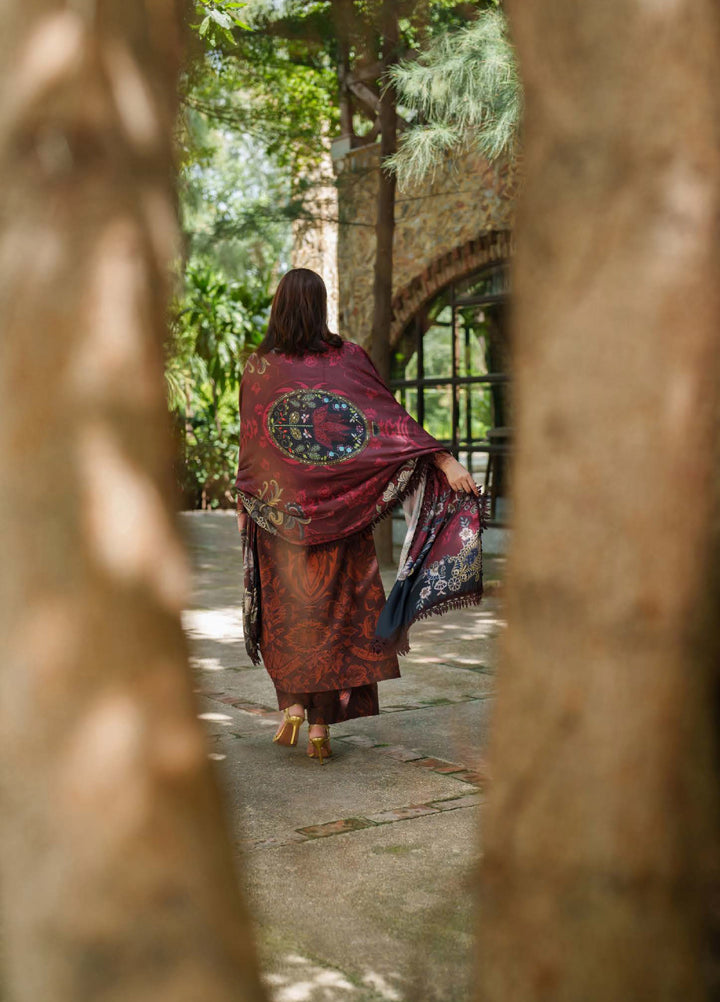 Meraki by Asifa And Nabeel Unstitched Viscose Embroidered Suits 3 Piece AN25MW ANM-10-Crimson Chill - Winter Collection